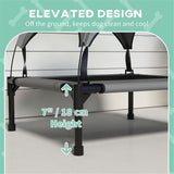 Raised Dog Bed with UV-Resistant Canopy, Breathable Mesh & Steel Frame – Elevated Pet Cot, Light Grey