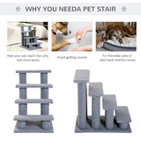 Pawhut 4-Step Pet Ramp Stairs with Faux Fur Cover – Safety Climbing Steps for Cats and Dogs, Grey