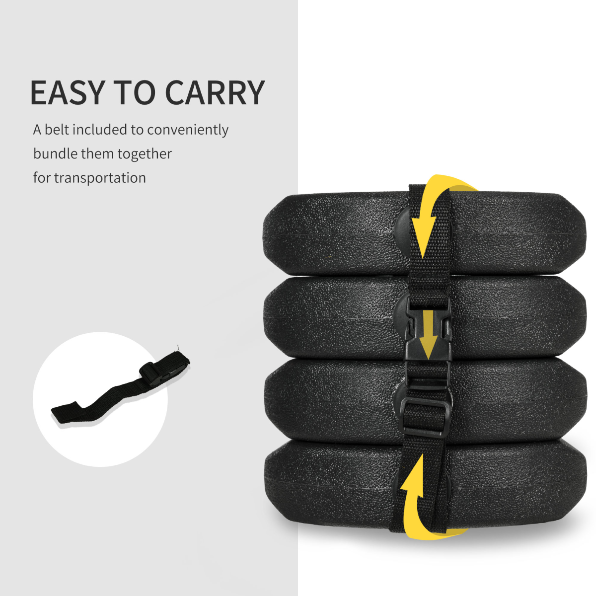 Outsunny Set of 4 Gazebo Weights with Reinforced Pins and Carry Belt, 12kg Total – Canopy Anchors, Black