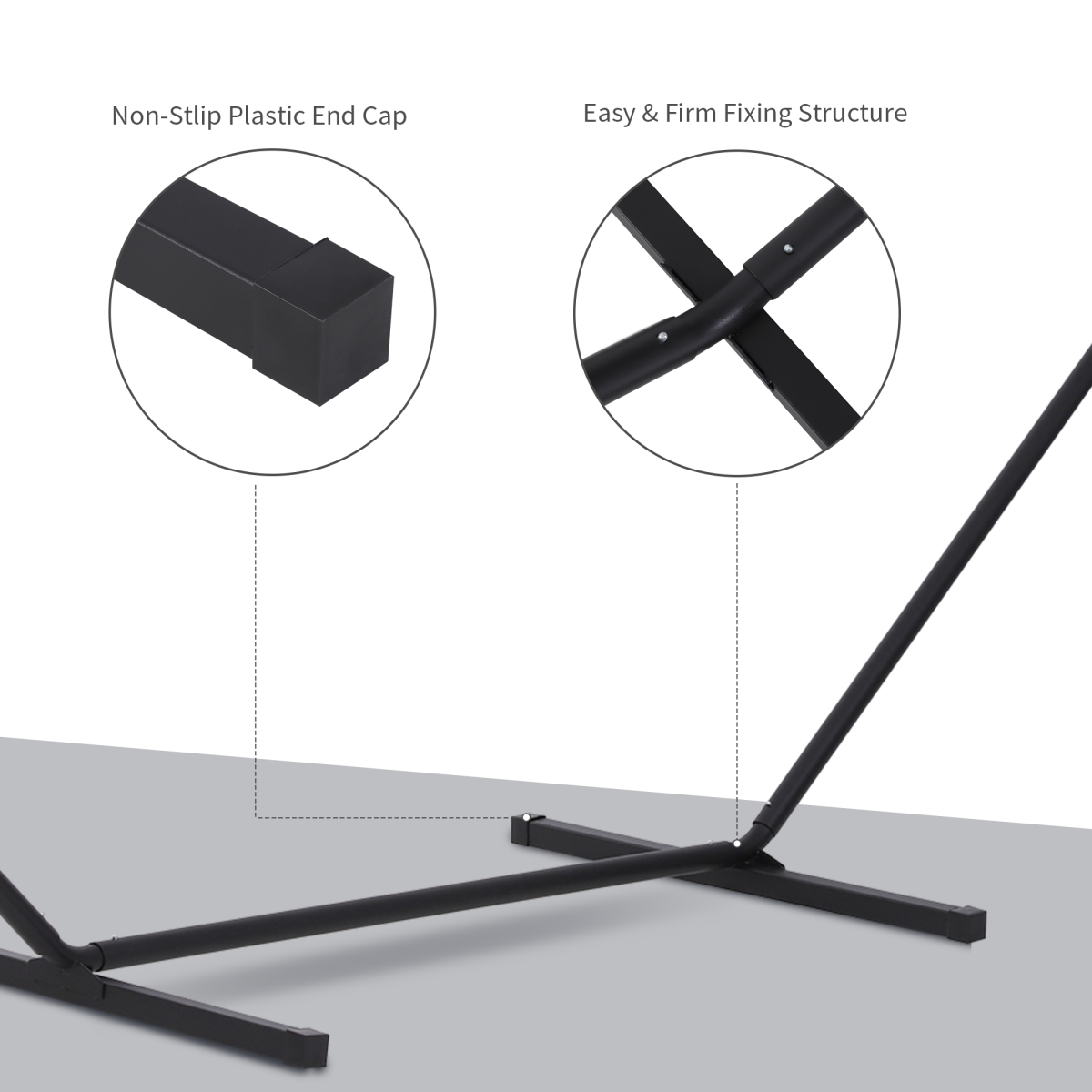 Outsunny 3.6m Metal Hammock Stand Frame Replacement, 120kg Capacity – Heavy-Duty Garden, Patio & Balcony Hammock Frame