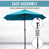 Outsunny 4.6m Double Canopy Patio Umbrella Parasol with Crank Lift, 12 Ribs – Garden Sun Shade without Base, Blue
