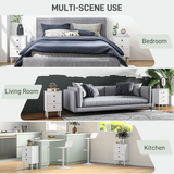 HOMCOM Set of 2 White Bedside Tables with 3 Drawers Each – Bedroom Storage Cabinets with Anti-Tip Straps
