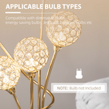 HOMCOM K9 Crystal 5-Light Upright Floor Lamp with Bead-Filled Shades – Glamorous Statement Lighting, Gold