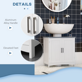 kleankin Pedestal Under-Sink Cabinet with 2 Doors & Adjustable Shelf – Bathroom Storage Vanity Unit, White