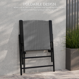 Outsunny Set of 4 Foldable Rattan Garden Chairs with Armrests and Steel Frame – Patio Seating, Grey