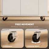 HOMCOM Kitchen Island with 3-Tier Spice Rack, Drawer, Cabinet and Towel Rack – Mobile Kitchen Cart on Wheels, White Oak