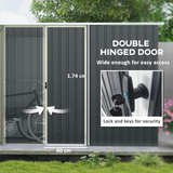 Outsunny 11 x 5.6ft Galvanised Metal Garden Shed with Lockable Door & Sloped Roof – Tool Storage, Cold Grey