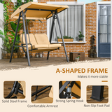 Outsunny 2-Seater Garden Swing Chair Hammock with Adjustable Canopy & Cushions – Steel Frame