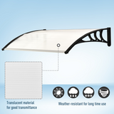 Outsunny Clear Polycarbonate Curved Awning with Black Bracket, 120cm – Door & Window Canopy, UV Protection
