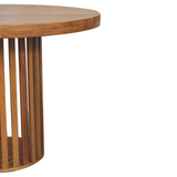 Artisan Furniture Ariella Solid Mango Wood Round Dining Table – Japanese-Inspired Design, Oak-Effect, Brown