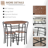 HOMCOM 2-Seater Bar Table and Stool Set with Bottle Storage Shelf – Compact Breakfast Bar, Wood Tone