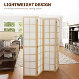 HOMCOM 4 Panel Folding Room Divider with Pine Wood Frame – Privacy Screen, 160 x 170cm