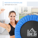 HOMCOM Foldable Mini Fitness Trampoline, 96cm with 32 Springs – Indoor & Outdoor Exercise Rebounder, Blue