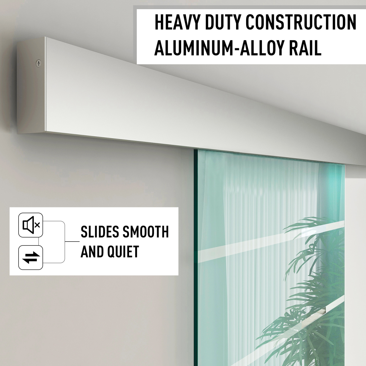 HOMCOM Tempered Frosted Glass Sliding Barn Door Kit with Aluminium Rail – Space-Saving Door for Bathrooms