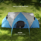 Outsunny 5–6 Person Camping Tent with Porch & Sewn-In Groundsheet, 3000mm Waterproof – Family Tent, Blue