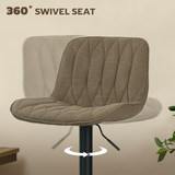Set of 2 Adjustable Bar Stools with High Backs, Linen-Look Upholstery & 360° Swivel – Gas Lift Kitchen Stools