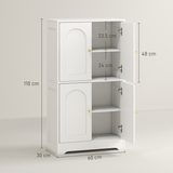 Kitchen Storage Cabinet with Arched Doors & Adjustable Shelves – Freestanding Sideboard Cupboard, White