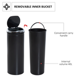 HOMCOM 50L Stainless Steel Sensor Kitchen Bin with Removable Inner Bucket – Black