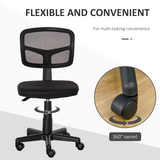 Vinsetto Small Armless Office Chair with Ergonomic Curved Backrest – Breathable Mesh Swivel Desk Chair, Black