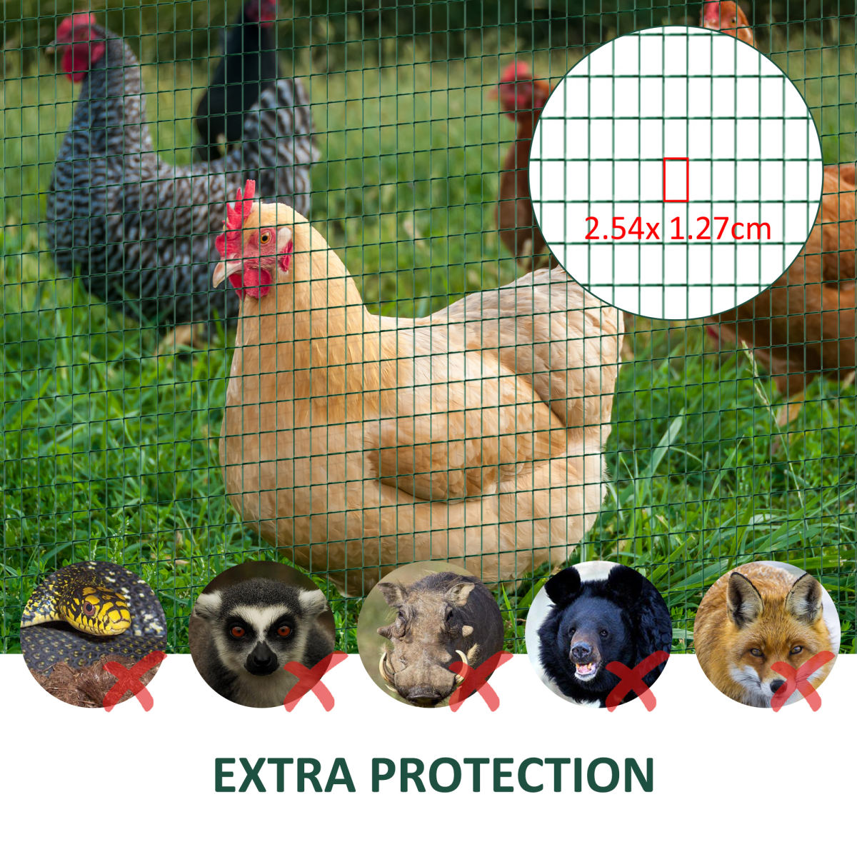 PawHut PVC-Coated Welded Wire Mesh Fence, 30m x 0.9m – Poultry, Aviary & Small Animal Run, Galvanised