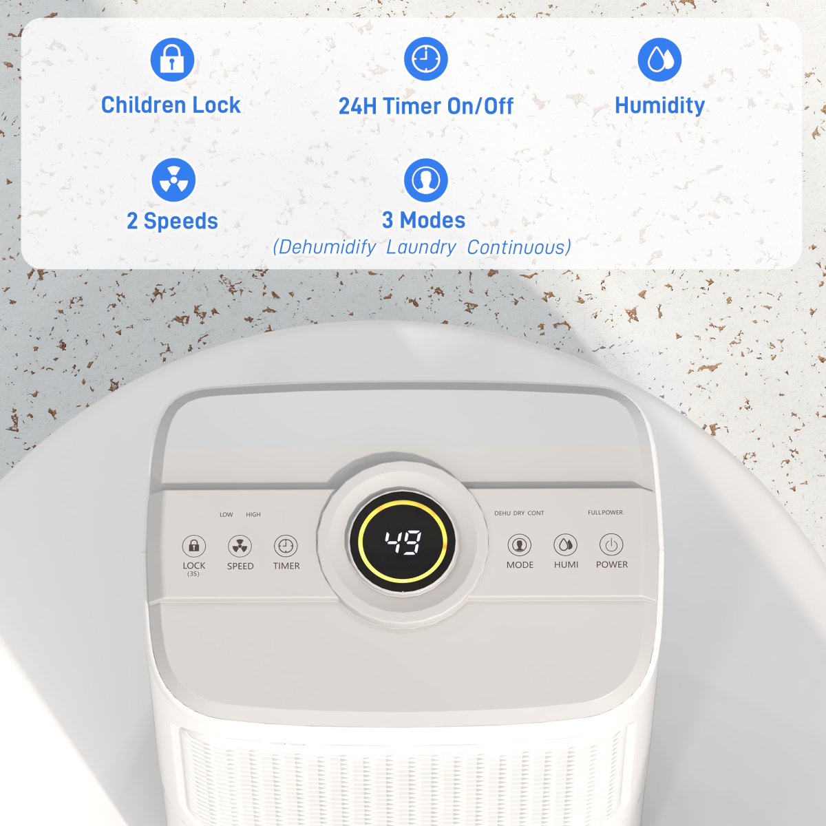 HOMCOM 12L/Day Compact Dehumidifier with Humidity Indicator Light – Fight Damp & Condensation in Small Rooms