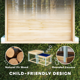 AIYAPLAY 2-Piece Wooden Sandpit and Water Play Table Set with Bottom Liner – Kids Outdoor Play, Natural Wood