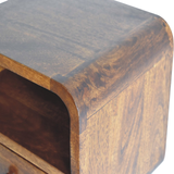 Artisan Furniture Extra Mini Wall-Mounted Bedside Table with 1 Drawer & Open Shelf, Solid Mango Wood – Dark Brown