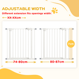 PawHut Adjustable Safety Gate with 1 Extension and 4 Screws – Pet Gate for Doors and Stairs, White