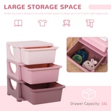 HOMCOM Kids Storage Unit with 3 Drawers – Vertical Dresser Tower for Bedroom and Playroom