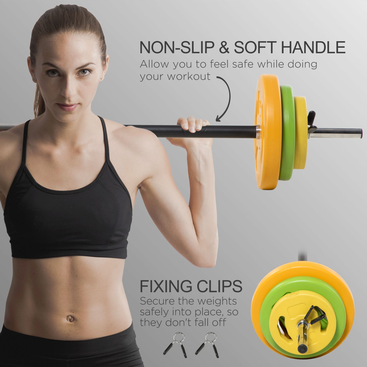 HOMCOM 20kg Adjustable Barbell Set with Non-Slip Handle and PU-Wrapped Weights – Home Strength Training