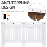 HOMCOM White Slatted MDF Radiator Cover with Lined Grill – Heat-Friendly Shelf, 152 x 19 x 81cm