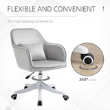 Vinsetto Tub Office Chair with Rechargeable Massage Lumbar Pillow – Velvet-Feel Swivel Desk Chair