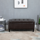HOMCOM Tufted PU Leather Storage Ottoman Bench, 92cm – Blanket Box & Footstool for Bedroom and Hallway
