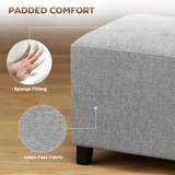 HOMCOM Small Square Ottoman Footstool with Padded Seat & Side Pocket – Footrest, Extra Seating, Light Grey