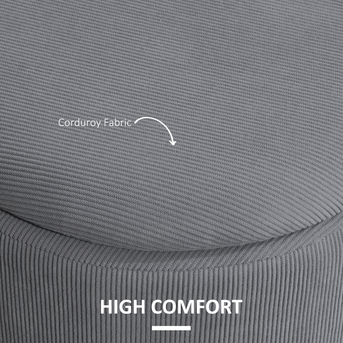 HOMCOM Fabric Storage Ottoman Set of 2 with Removable Lids – Nesting Footstools, Corduroy, Light Grey