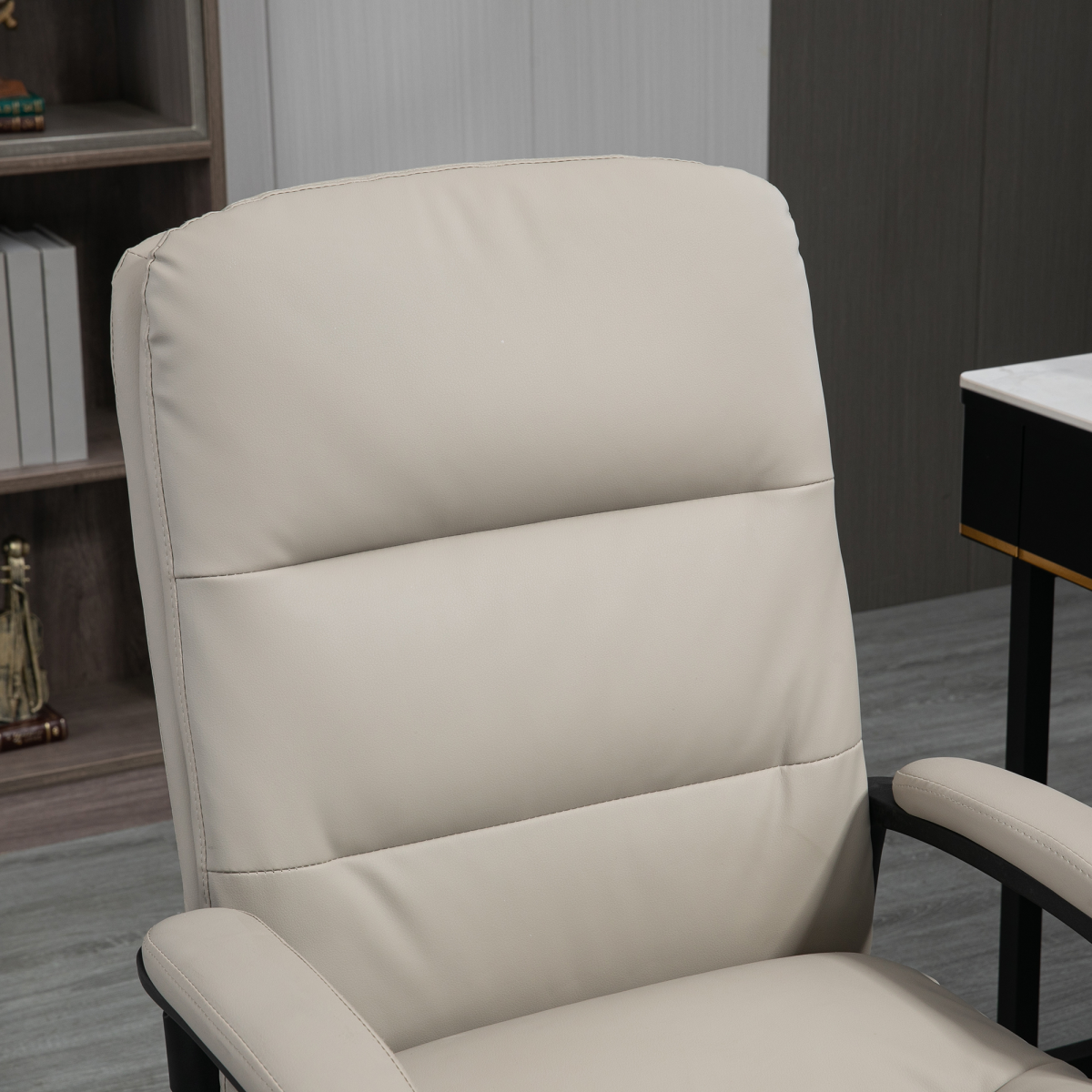 Vinsetto PU Leather Home Office Chair with Double-Padded Seat & Armrests – Swivel Desk Chair, Grey