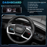 HOMCOM Audi E-tron 12V Electric Ride-On Car with Remote Control, LED Lights & Music – Kids, Black