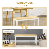 HOMCOM 2-Seater Wooden Dining Bench – Tuck-Under Seating for Dining Rooms & Hallways, Natural Wood Effect