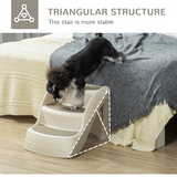 Pawhut Portable 3-Step Dog Stairs with Non-Slip Feet & Carpeted Steps – Pet Steps for Beds & Sofas, Cream