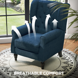 HOMCOM Retro Tufted Club Armchair with Solid Wood Legs, High Back – Accent Chair, Blue