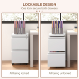 Vinsetto 2 Drawer Lockable Steel File Cabinet with Hanging Bar – Home Office Filing Storage, White