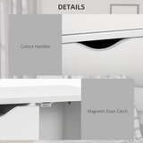 HOMCOM Modern White Storage Cabinet Organiser with 4 Drawers & Side Shelf Cupboard