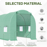 Walk-in Tunnel Greenhouse with 6 Windows & Zipped Roll-up Door – Steel Frame, 14.6 x 6.2 x 6.6ft, Deep Green