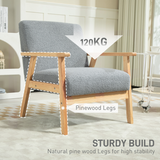 HOMCOM Wide Seat Accent Armchair with Solid Wood Frame & Cashmere-Feel Fabric – Living Room Chair, Grey