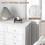 HOMCOM Modern 5-Drawer Chest with Metal Knob Handles – Bedroom Storage Cabinet, 2 Small and 3 Large Drawers, White
