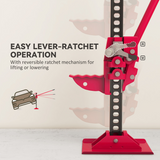 HOMCOM 3 Tonne High Lift Farm Jack, 33" Steel Ratchet Jack with 11–65cm Lift – for 4x4s, Tractors & Trucks, Red