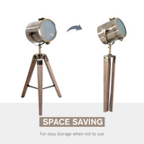 HOMCOM Industrial Tripod Lamp – Wood & Bronze