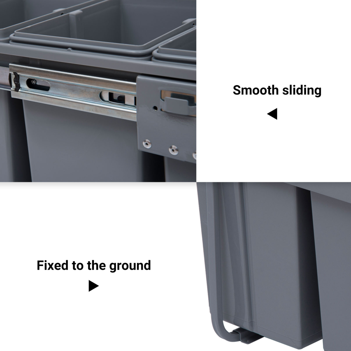 HOMCOM 40L Pull-Out Recycling Bin for Kitchen Cupboards with Separate Inner Bins – Grey
