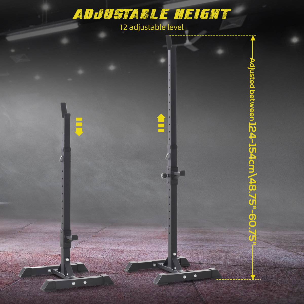 HOMCOM Adjustable Barbell Squat Stand with 12 Height Levels & Non-Slip Feet – Home Gym Weight Rack, 150kg Capacity
