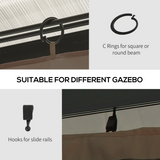 Outsunny 3 x 4m Gazebo Replacement Sidewalls, 4 Panels with Zip Doors – Polyester, Dark Brown